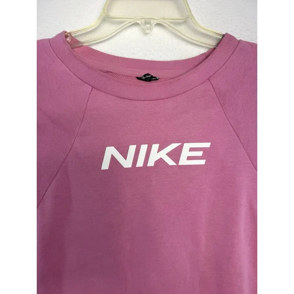 Nike Sportswear Pink Crew Neck Sweatshirt Graphic Print Women XL crop athletic